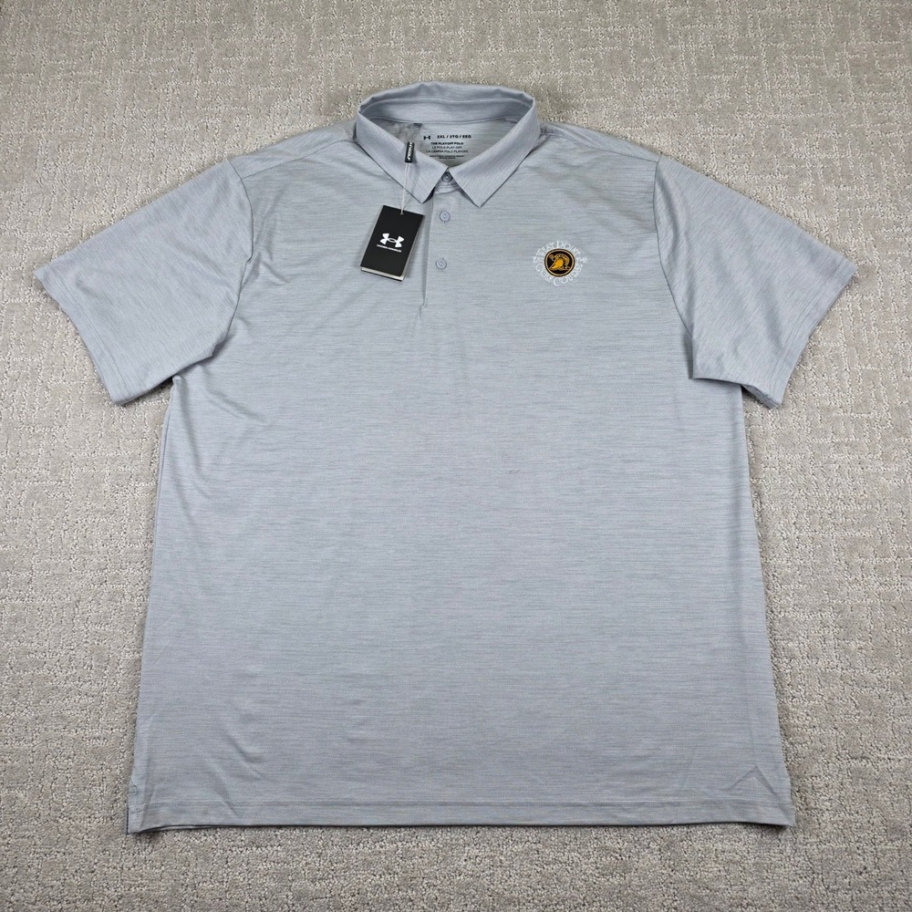 Under Armour Mens 2XL Gray Playoff Polo West Point Golf Course Short Sleeve NWT